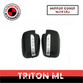 Door Mirror Cover Trim Matte Black with LED Light to suit Triton ML 06-09